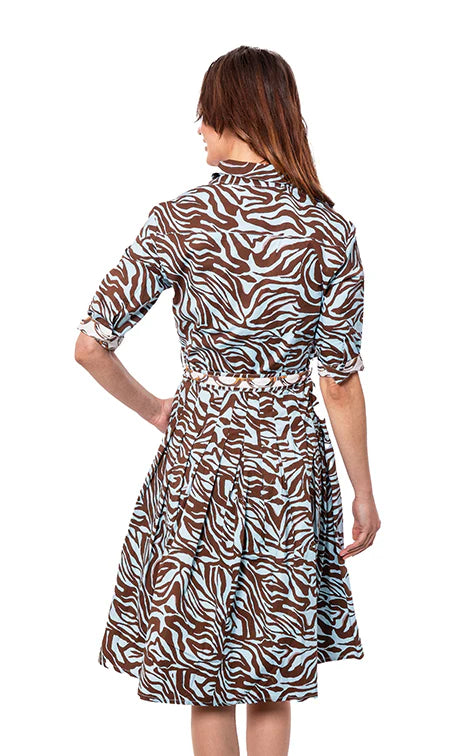 Mrs Maisel Turquoise Chocoalte Zebra Print Dress