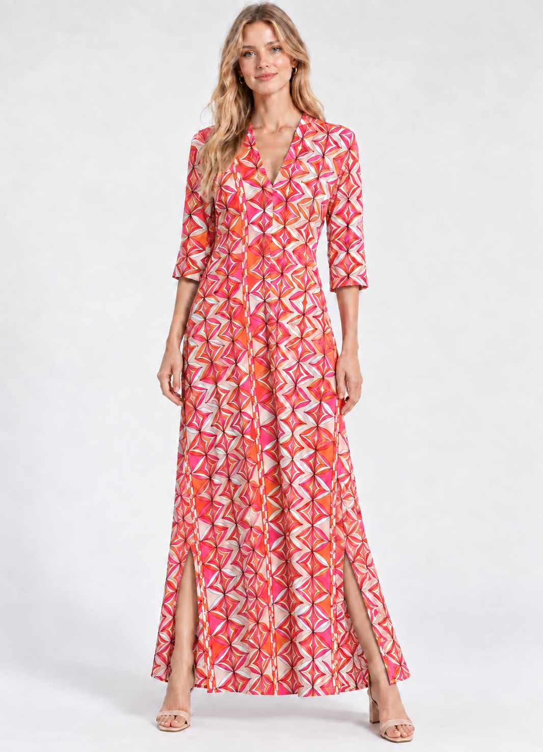 BENMEDSPA | VILLAGALLO | Pink Orange Long Caftan Dress