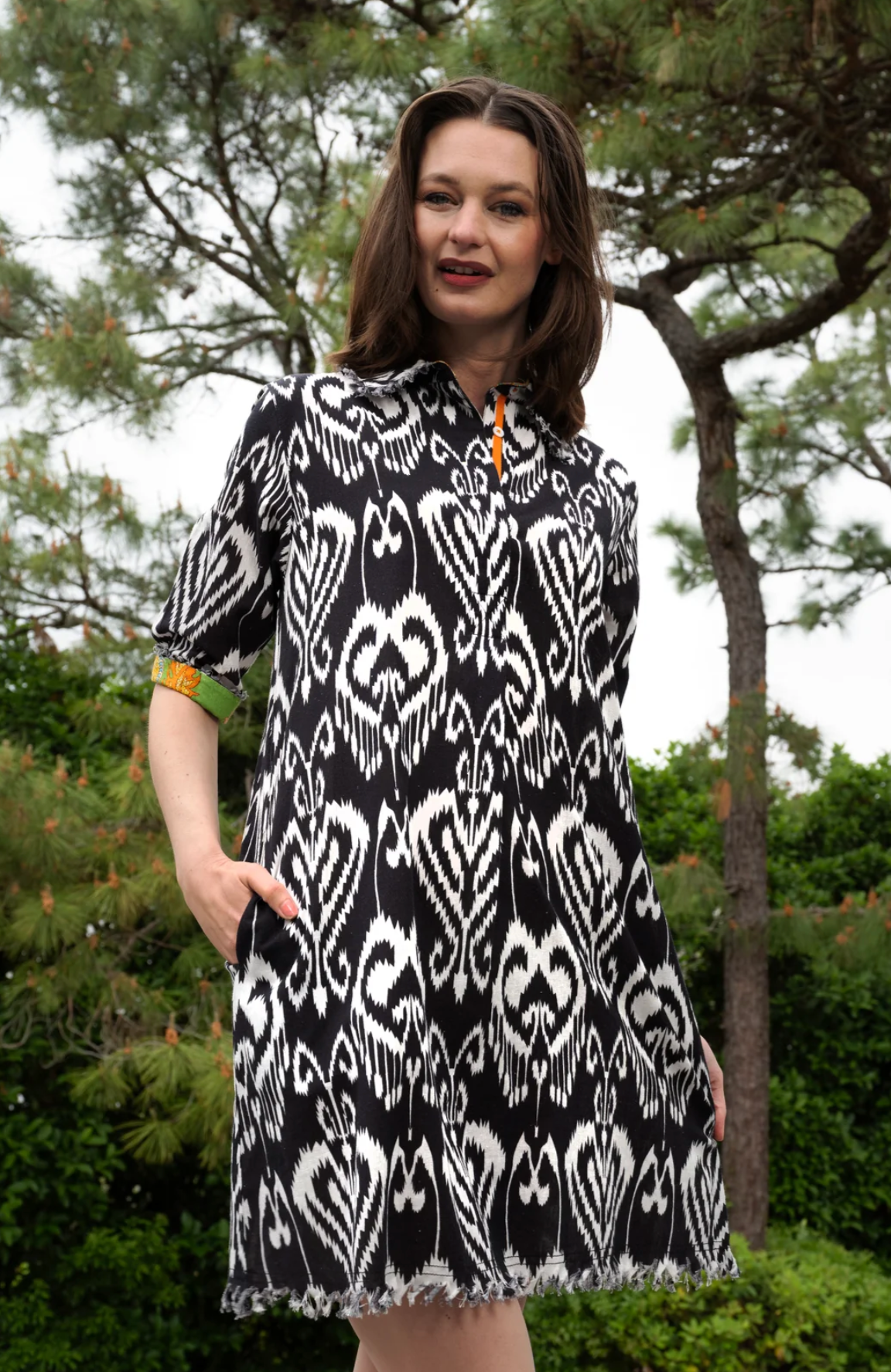 BENMEDSPA | DIZZY LIZZIE | Black and White ikat Chatham Dress