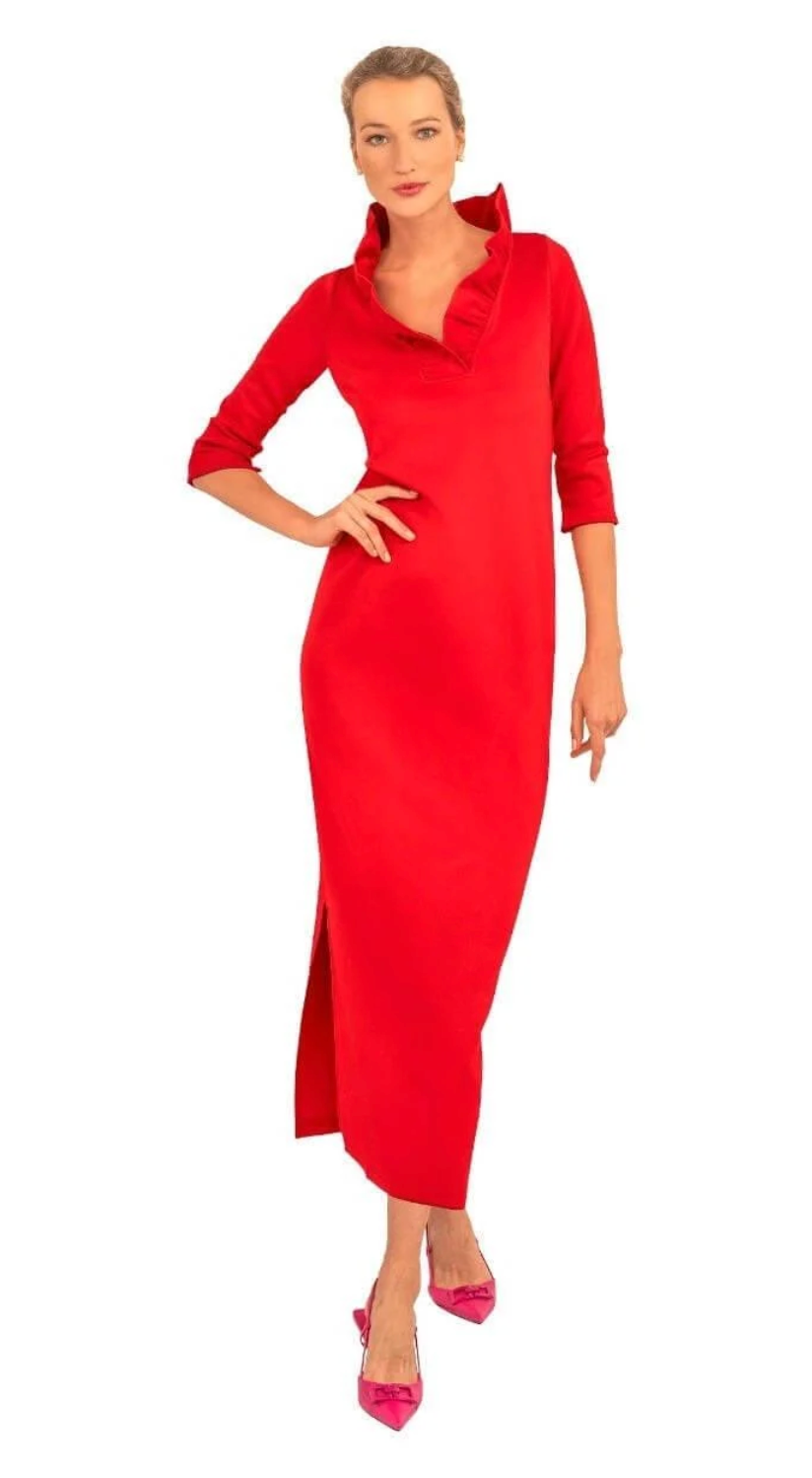 BENMEDSPA | Gretchen Scott | Red Long Ruffleneck Dress