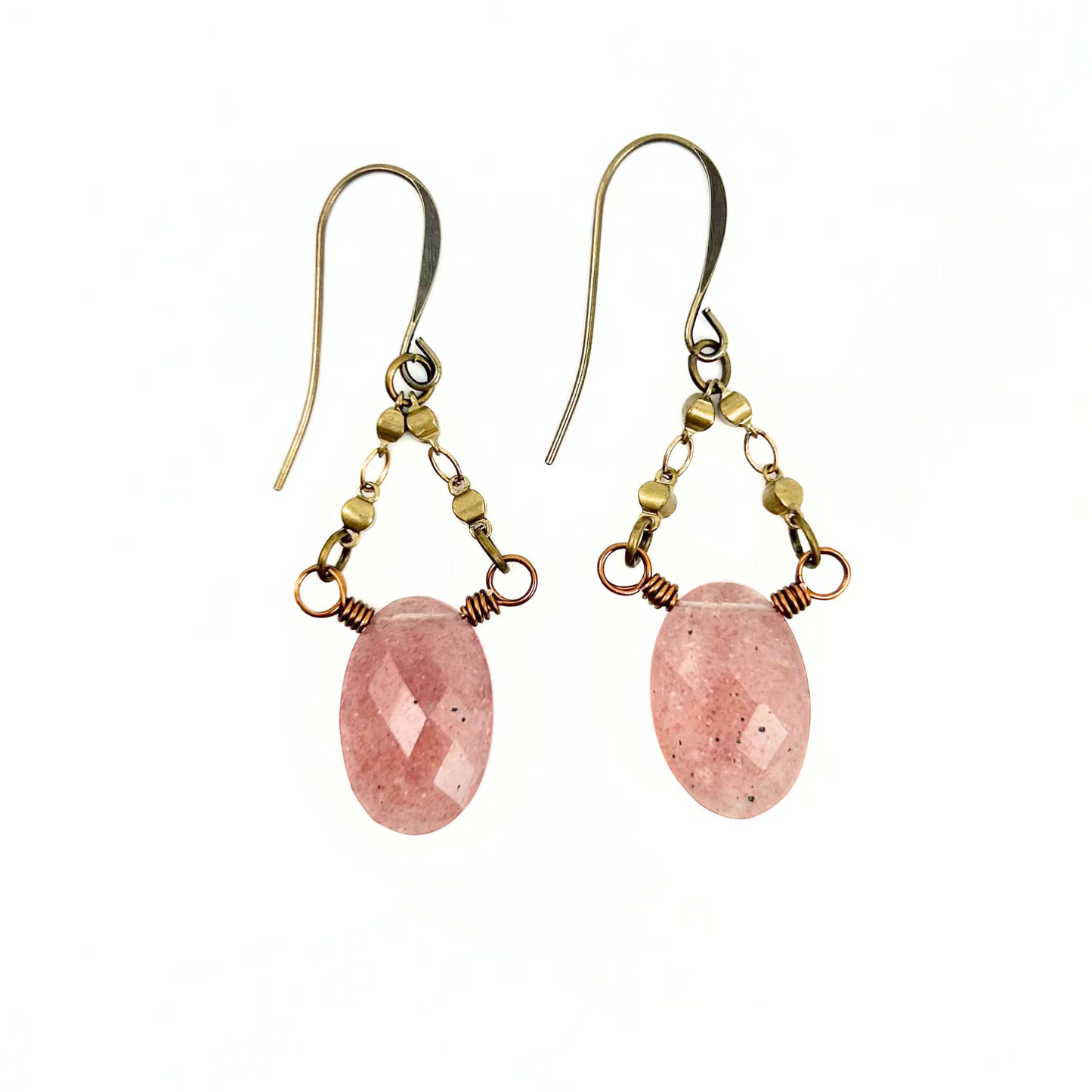 MediSpa Choto | Strawberry Quartz Bronze Dangle Earrings