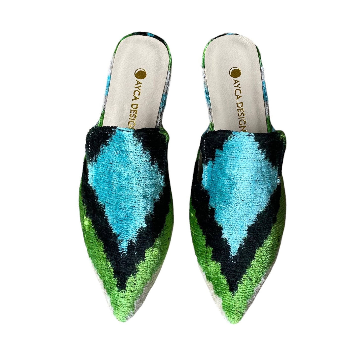 Silk Velvet Ikat Point Toe Slide
