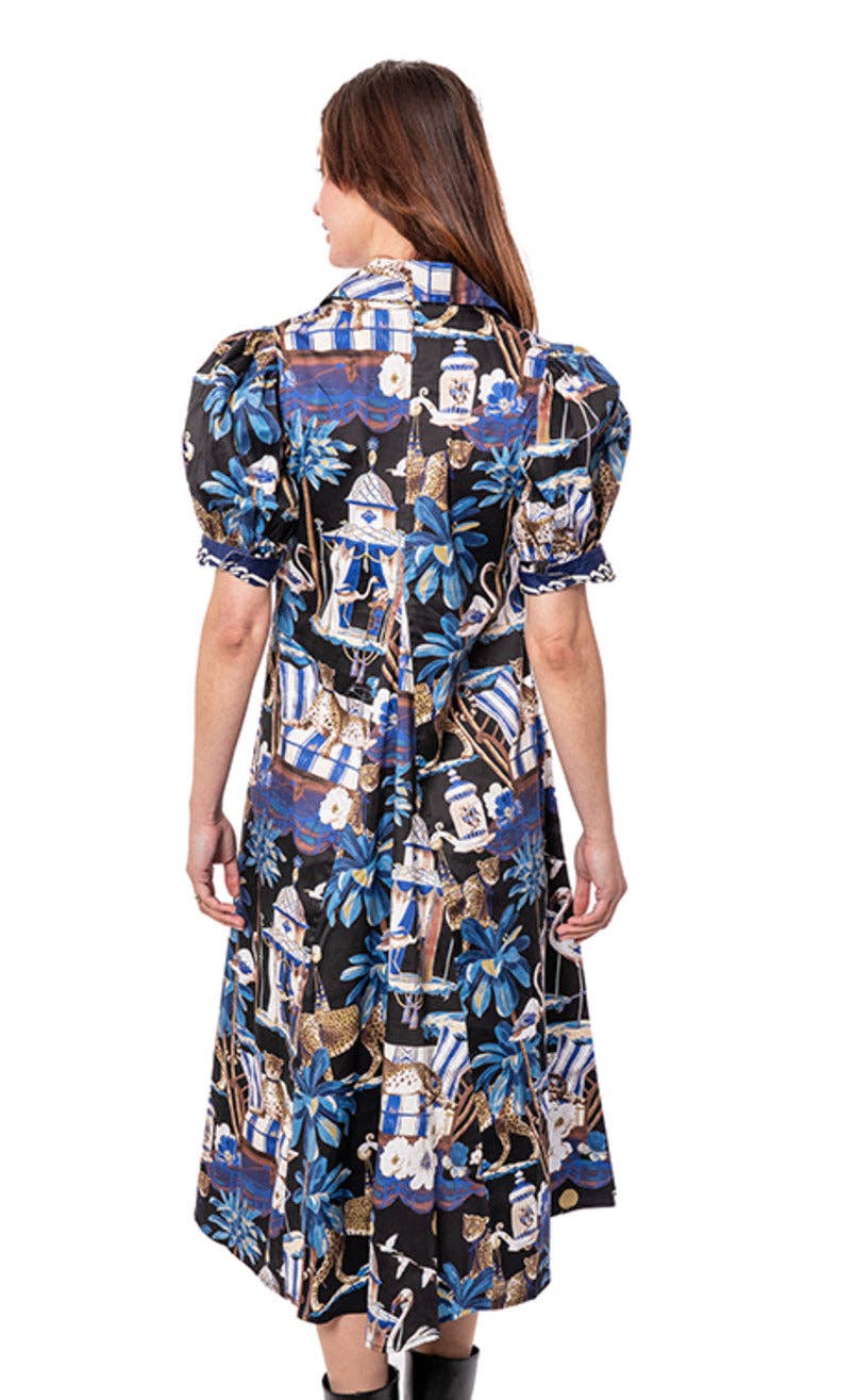 Montauk Dress Navy Pavilion Print