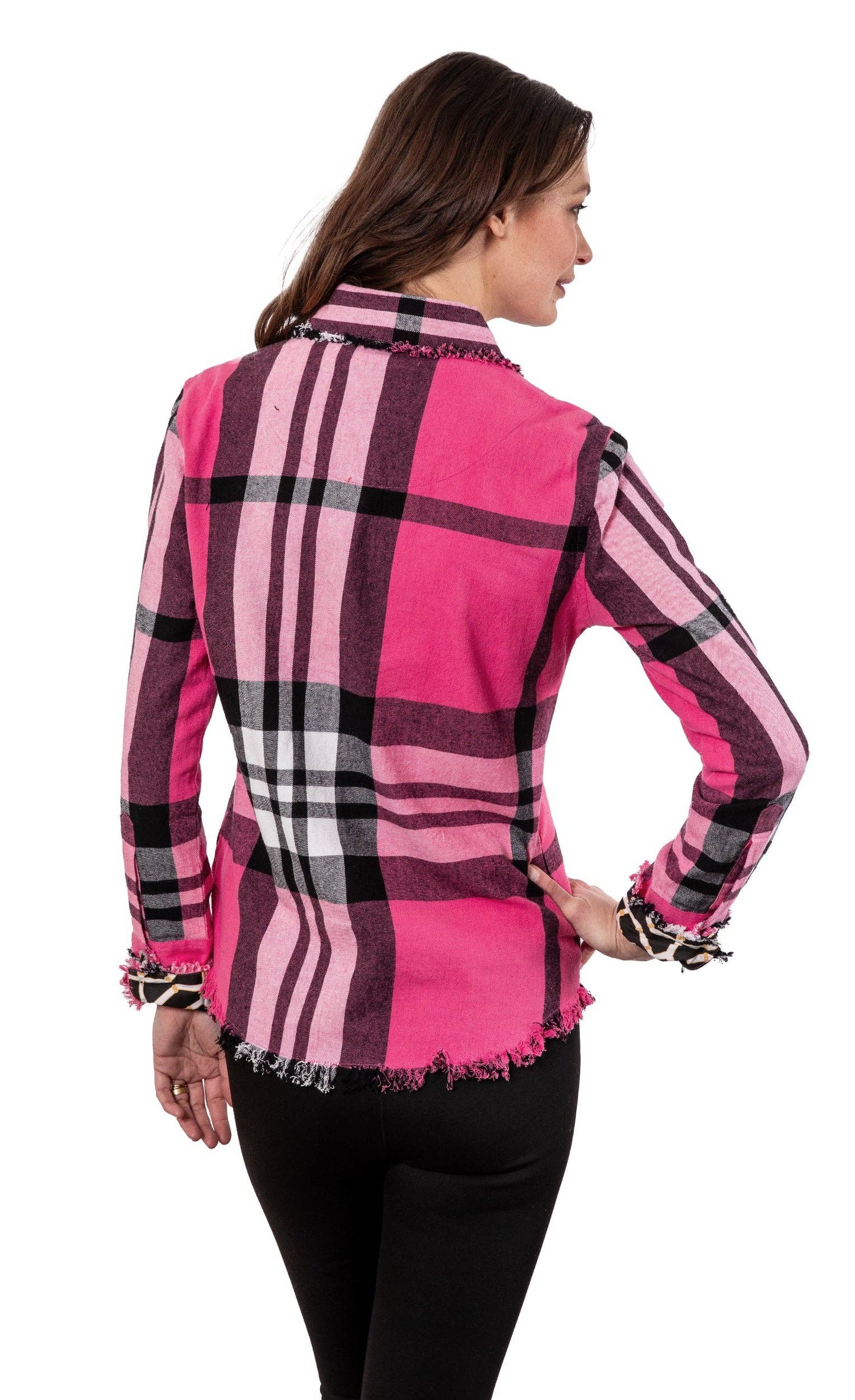 Cape Cod Tunic Black and Pink Yarndyed Plaid