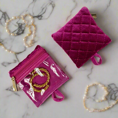Getaway Jewelry Case - Fuchsia Velvet
