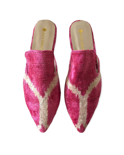 Silk Velvet Ikat Point Toe Slide