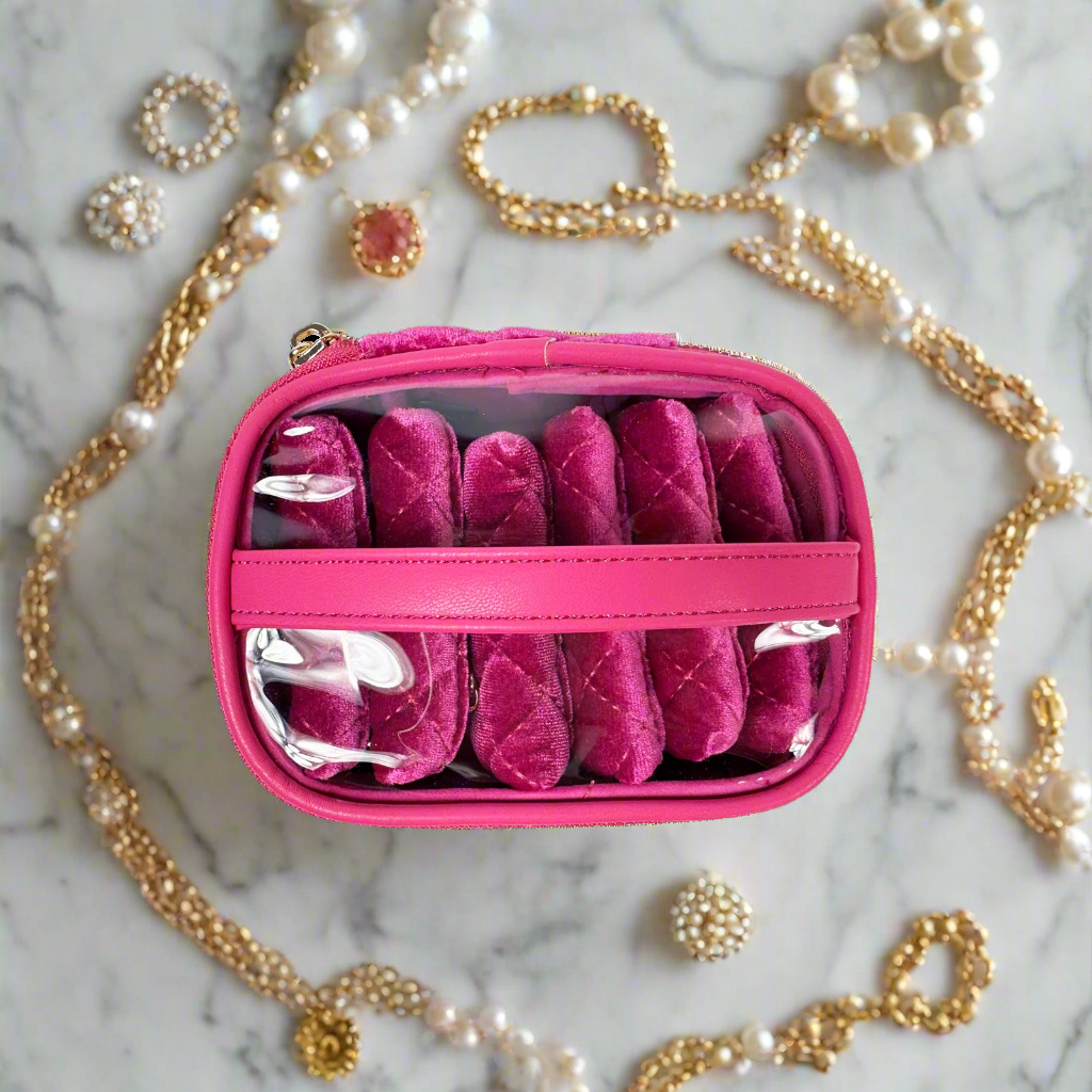 Getaway Jewelry Case - Fuchsia Velvet