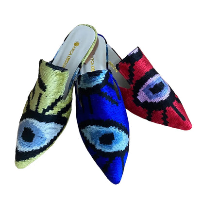 Silk Velvet Ikat Point Toe Slide