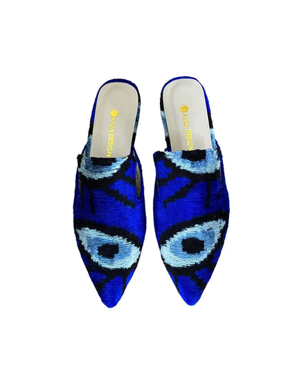 Silk Velvet Ikat Point Toe Slide