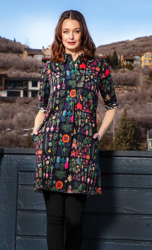 Chatham Dress Black Botanical Print