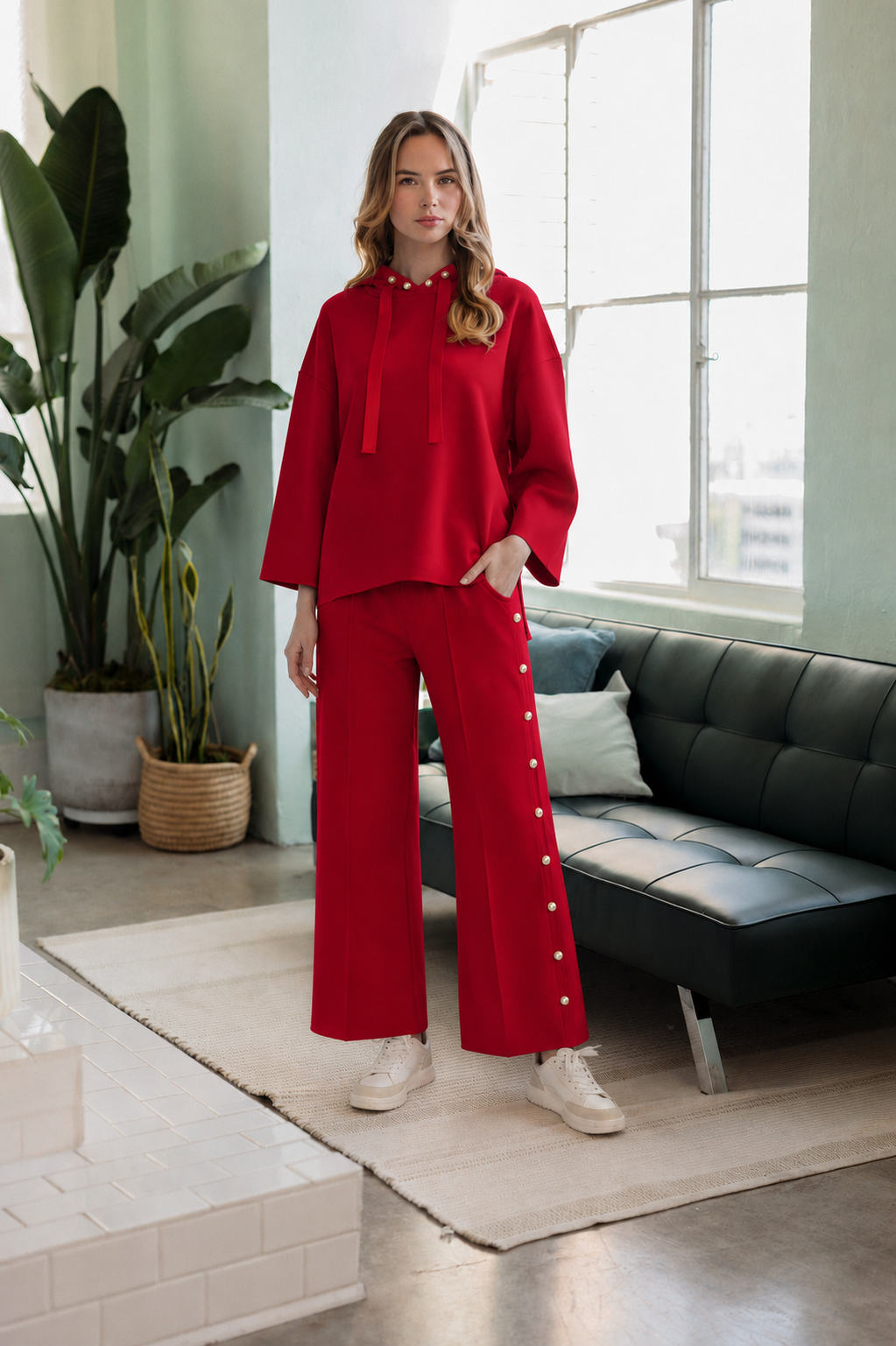 Farrah French Scuba Pearl Long Pant