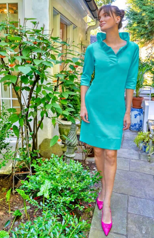 BENMEDSPA | Gretchen Scott | Jersey Ruffneck Dress | Turquoise