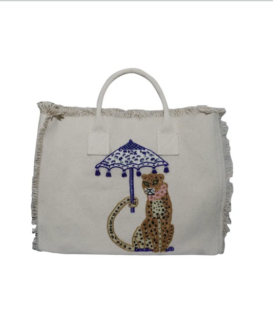 Tote Bag Umbrella Leopard - Ivory/S.Gold/White/Royal