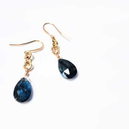 MediSpa Choto | Gold Teal Kyanite Dangle Earrings