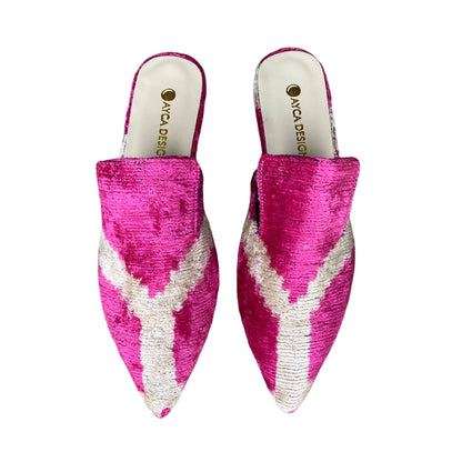 Silk Velvet Ikat Point Toe Slide