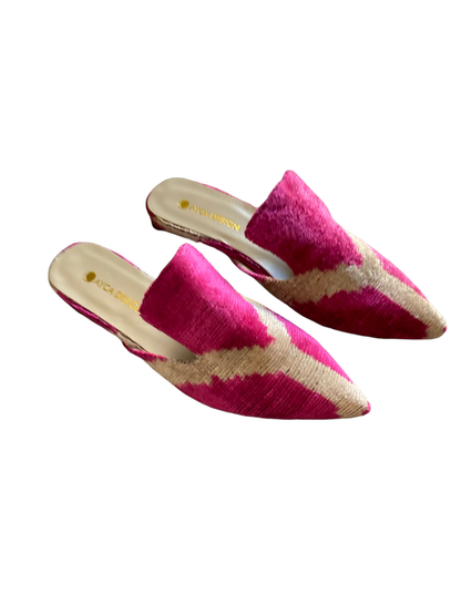 Silk Velvet Ikat Point Toe Slide