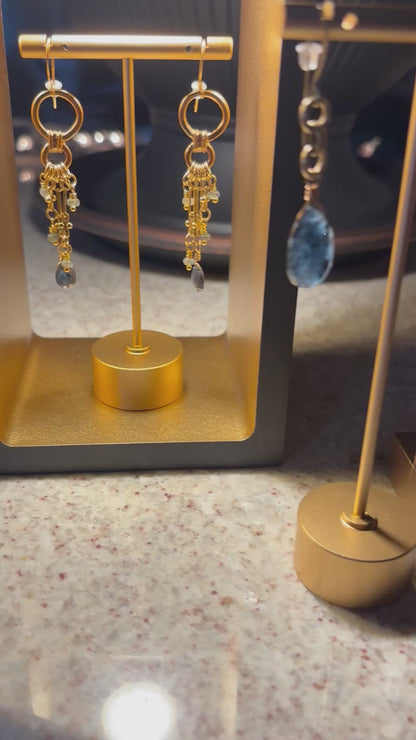 VibrantMe Medispa | Bronze with 18K Gold Overlay Teal Kyanite Multidangle Drop Earings