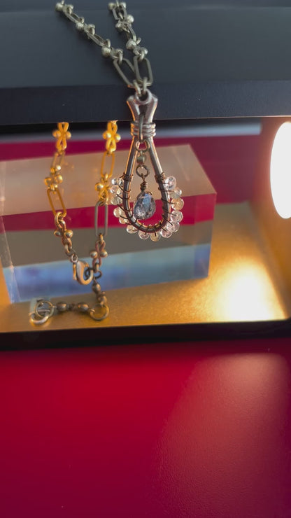 VibrantMe Medispa | Bronze with 18K Gold Overlay Teal Kyanite Multidangle Drop Earings